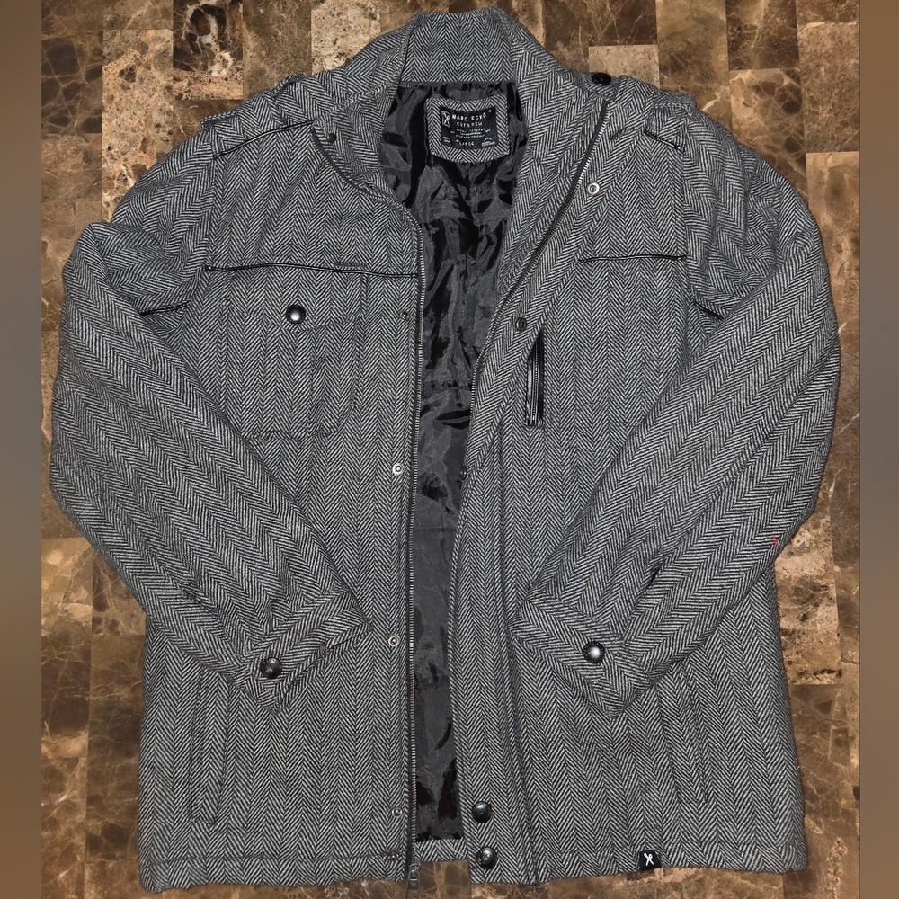 Marc Ecko Weatherproof Men's Peacoat Herringbone Jacket